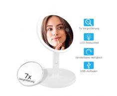 CkeyiN LED Spiegel für Schminkspiegel mit Doppelseiten 1x / 7X Vergrößerung Kosmetikspiegel
