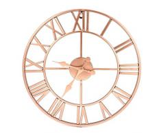 YJSMXYD Wanduhren Metall Roségold & Kupfer Römisch Durchbrochene Stille Wohnkultur Einfaches Design 40Cm