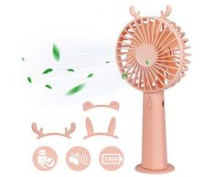 Handventilator,DIY USB Ventilator Aufladbare Batterie,Tragbarer Mini Ventilator Leise 3 Geschwindigkeit,Tragbarer Mini USB Lüfter,Tischventilator,Standventilator,für Büro Reisen Zuhause Outdoor(Rosa)