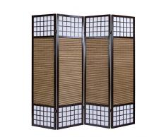 Homestyle4u 876, XL Paravent Raumteiler 4 teilig, Bambus Holz, Braun, Höhe 2 m