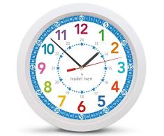 Isabel Iven Wanduhr Kinder - Lautlose Farbenfrohe Kinderwanduhr - Wanduhr für Jungen und Mädchen - Bunte Lernuhr für Kinder Von Designerin