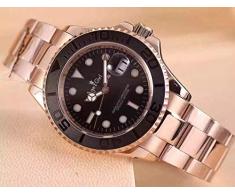 Neue Rose Gold Silber Schwarz Keramik Lünette Herren Saphir Automatik Mechanische Yacht Gummi Uhr 40MM 44MM Master AAA + (44mm Steel Gold)