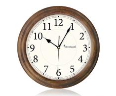 Decowall DSH-W32BS 12.6 Nicht-tickende Stille Holz Modern Wanduhr DIY für Wohnzimmer Küche Büro (32cm, Braun)