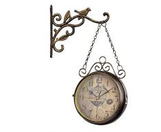 EZIZB Bahnhofsuhr Doppelseitig Nostalgie Wanduhr Bahnhofuhr Doppelseitige Bahnhofsuhr Im Retro Design, Europäischer Stil Vintage Uhr Innovativ Modisch Beidseitig Wanduhr