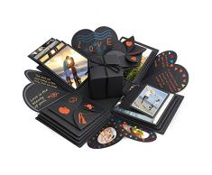 Komake Überraschung Box, Explosion Box, DIY Geschenk Scrapbook und Foto-Album für Weihnachten/Valentine/Jahrestag/Geburtstag/Hochzeit (Schwarz)