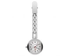 Krankenschwesteruhr, Schwesternuhr mit Clip für Herren Damen Doktor Krankenschwester, Medizinische Taschen Quarz Uhren (Silber)