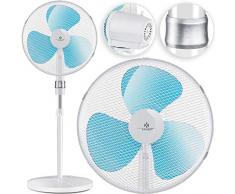 KESSER® - Standventilator 50W Standlüfter - Oszillationsfunktion 80 Grad - Standfuß höhenverstellbar Ventilator 104-122cm - hoher Luftdurchsatz - 3 Geschwindigkeitsstufen - leise, Weiß