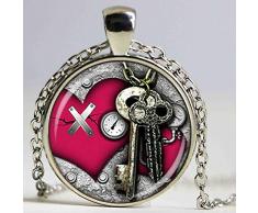DADATU Halsketten für Herren Steampunk Schlüssel Und Uhr Anhänger Anhänger Halskette DIY Schmuck
