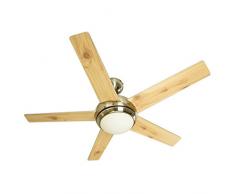 Deckenventilator mit Licht und Fernbedienung Fresco 112 cm, Gehäuse Nickel gebürstet, Wendeflügel in Kiefer und Silber