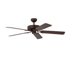 Deckenventilator ohne Beleuchtung Potkuri, Gehäuse Bronze Antik, Wendeflügel Walnuss oder Walnuss mit Rattaneinlage , 132 cm, für Räume bis zu 25m²