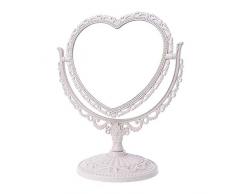 DFGJ 2 Seiten Heart-Shaped Makeup Spiegel Drehbarer Stand Tisch Compact Mirror Kommode 21X26Cm