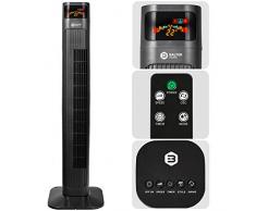 Balter Turmventilator mit Fernbedienung, leise, Standventilator 98cm hoch, Ventilator mit 3 Geschwindigkeitsstufen, Wind/Schlafmodi, Timer, 80° oszillierend, Schwarz