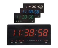 Starlet24 LED Wanduhr mit Timer Wecker Schlummer Kalender Temperatur große LED-Anzeige 45x22cm (JH4622) Grün