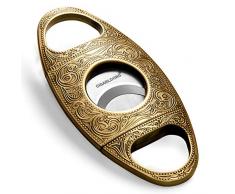 Cigarloong, Zigarrenschneider, Edelstahl, Gravierte Doppelschnittklinge, Zigarren-Guillotine gold