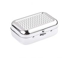 Quantum Abacus Mini-Aschenbecher/Taschenaschenbecher/Reiseaschenbecher aus Metall mit Zigarettenablage, rechteckige Dose, Farbe: weiß, Mod. 1646-06