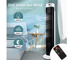 Aufun Turmventilator Leise mit Fernbedienung und Oszilation 60 W, Tower Klima Ventilator mit 3 Geschwindigkeitsstufen und Timer, 80 cm Höhe, 60° oszillierend, Säulen Design Lüfter Sommer Büro