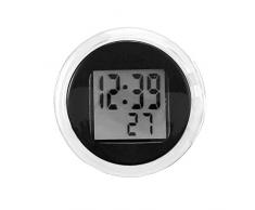 TopHGC Digitaluhr, Universal-Motorraduhr, wasserdicht, Motorrad-Halterung, Mini-Uhr, Schwarz (Upgrade mit Stoppuhr) für Küche, Badezimmer, Glas und Außenbereich