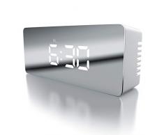 CSL - LED Wecker digital inkl. Temperaturanzeige - Reisewecker Alarmwecker - Innen-Temperaturanzeige - Schlummerfunktion - 12-24-h-Format - Nachtmodus - 2X Helligkeitsstufen - weiß