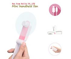 Bornran Tragbarer Mini Lüfter Klein Faltbarer Handventilator Wieder aufladbarer persönliche Taschenventilator Batterie betriebener Reise Ventilator USB Schreibtisch-Fan für Büro, Haus, Outdoor (Rosa)