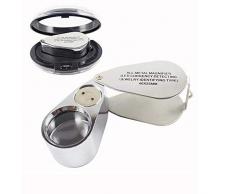 xzvnm Spiegel/Linse ， Glas ， Spiegel Lupe 30-fach 21-mm-Lupe mit UV-Licht-LED Hochwertige Vollmetall-Lupe Identifikationsschmuck Antiker Spiegel Make-up auftragen Persönliche Gesichtspflege