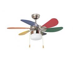 Orbegozo DC 65085 – Deckenventilator mit Licht 6 Schaufeln, mehrfarbig, Durchmesser 85 cm, Leistung 55 W und 3 Geschwindigkeitsstufen
