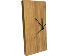 Funk-Wanduhr Eiche Massiv | Echt-Holz Uhr als Standuhr & Tisch-Uhr verwendbar | Schlicht & Modern
