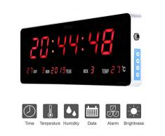 Home Digitale Wanduhr Digitale Led Kalenderuhr Temperatur Wanduhren Eu-stecker 110-240 V (36 * 13 * 3cm-Kalendertemperatur Woche)