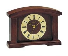 AMS Tischuhr Kaminuhr Funk Holz nussbaum Farben mit Glas Funktischuhr