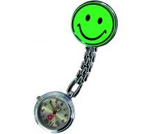 Tiga-Med Schwesternuhr 2er Set (=2Stück!) Smiley grün mit Clip Kitteluhr Krankenschwesteruhr Original Qualität
