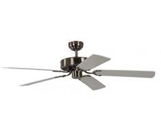 Deckenventilator ohne Beleuchtung Potkuri, Gehäuse gealtertes Silber, Wendeflügel Weiß oder Weiß mit Rattaneinlage , 132 cm, für Räume bis zu 25m²