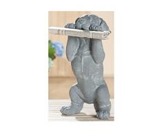 Gartenfigur Gartendeko Dekofigur Hund Dekohund Gartenhund, wetterfest, grau weiß, 46 cm