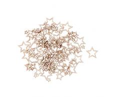 100 Gemischte Stern Holz Stücke Holzscheiben Mini Holz Dekoration Verzierungen Weihnachten Hochzeit Basteln