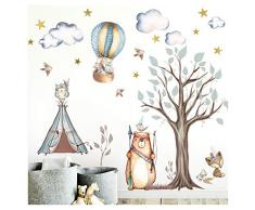 Little Deco Aufkleber Indianer Waldtiere I Wandbild L - 114 x 107 cm (BxH) I Zelt Sterne Wandsticker Kinder Wandtattoo Kinderzimmer Baby Deko Babyzimmer DL305