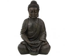Dehner Buddhafigur sitzend, ca. 51 x 33.5 x 27.5 cm, Polyresin, bronze/grau