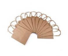 24 Geschenktüten mit Henkel, Geschenktaschen aus braunem Kraftpapier, Naturpapier, 24 Geschenktüten in einem Set