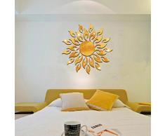 Jiamins DIY 3D Sparkly Sun Spiegel Wandaufkleber Acryl Wandbild Aufkleber Home Decor Abnehmbar (Golden)