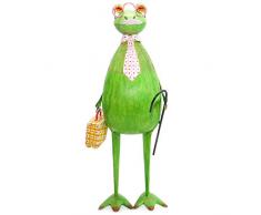 Exner Frosch mit Koffer witzige Dekofigur Metall Garten-Deko Metall-Figur grün 46 cm