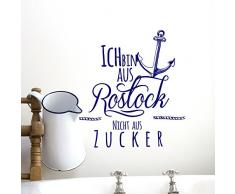 ilka parey wandtattoo-welt® Wandtattoo Wandbild Wandaufkleber Wandsticker Aufkleber Sticker maritim Anker Tau und Spruch Ich bin aus Rostock nicht aus Zucker M2071 - ausgewählte Farbe: *dunkelblau* ausgewählte Größe: *L - 66cm breit x 70cm hoch*