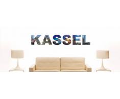 Wandtattoo farbige Wandschrift Städtename Kassel mit Sehenswürdigkeiten 80 x 13 cm Länge