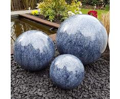 garten-wohnambiente Dekokugel 3er Set 15-10-10 cm Edelstahl Marmor blau Kugel Dekorationskugel