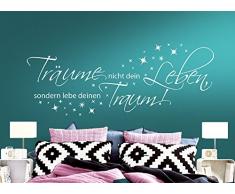 Wandora W1456 Wandtattoo Spruch Träume nicht dein Leben I schwarz (BxH) 100 x 39 cm I Sterne Schlafzimmer Aufkleber Wandaufkleber Wandsticker