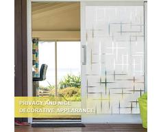 rabbitgoo Fensterfolie statisch haftend Sichtschutzfolie Selbstklebend Klebefolie Milchglasfolie Fenster Folie Milchglas Dekofolie für Bad Küche Anti-UV - Kreuz - 44.5 x 300 cm