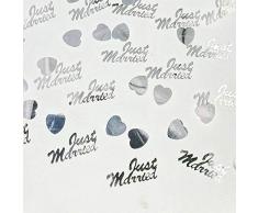 4 Pack Hochzeit Streudeko Konfetti Werfen Tischdeko Confetti Streuartikel Dekoration, Just Married + Herz in Silber
