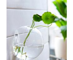 Sharplace Kugel Transparente Glasvase Blumenvase Hängevase, Wand Wohnzimmer Dekoration, Durchmesser 10,5 cm