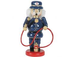 OBC Räuchermännchen Feuerwehrmann, H: 15 cm, blau, handbemalt im Erzgebirgestil