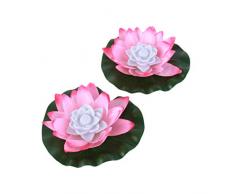 Uonlytech LED Schwimmlicht, Farbwechsel Lotus Wunschlicht, Lotus Schwimmlicht für Schwimmbecken Teich (2 Stück, Pink)