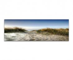 Dünen Meer Strand Sand 120x40cm Panoramabild auf Leinwand und Keilrahmen fertig zum aufhängen - Unsere Panoramabilder auf Leinwand bestechen durch ihre ungewöhnlichen Formate und dem extrem detaillierten Druck aus bis zu 100