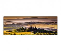 Wandbild auf Leinwand als Panorama in 120x40cm Italien Toskana Landschaft Weinberge