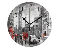 Use7, Acryl-Wanduhr, Motiv: Ölbild von London und Big Ben, rund, kein Ticken, leise, Dekoration, Kunst für Wohnzimmer, Küche, Schlafzimmer
