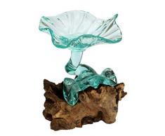 Deko Gamal Wurzelholz Glas Wurzel Holz Teakholz Vase Knabber Schale Snackschale